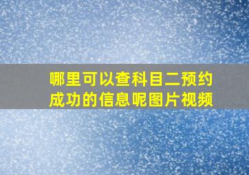 哪里可以查科目二预约成功的信息呢图片视频