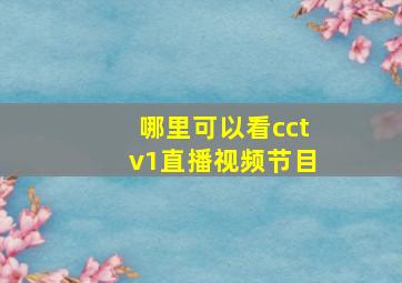 哪里可以看cctv1直播视频节目