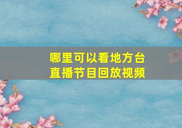 哪里可以看地方台直播节目回放视频