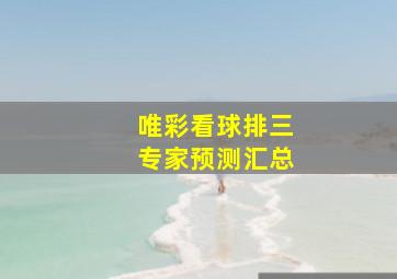 唯彩看球排三专家预测汇总