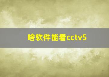 啥软件能看cctv5