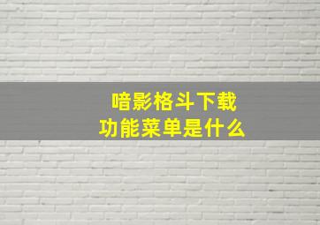 喑影格斗下载功能菜单是什么