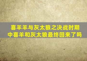 喜羊羊与灰太狼之决战时期中喜羊和灰太狼最终回来了吗