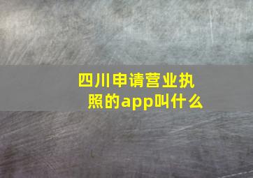 四川申请营业执照的app叫什么