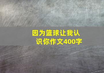 因为篮球让我认识你作文400字