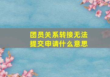 团员关系转接无法提交申请什么意思