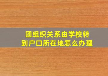 团组织关系由学校转到户口所在地怎么办理