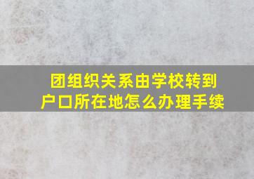 团组织关系由学校转到户口所在地怎么办理手续