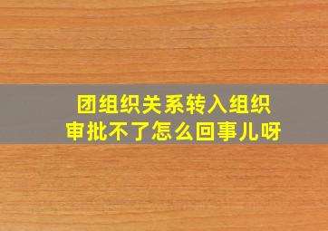 团组织关系转入组织审批不了怎么回事儿呀