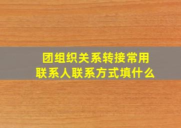 团组织关系转接常用联系人联系方式填什么