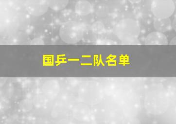 国乒一二队名单