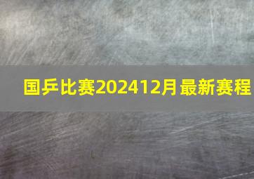 国乒比赛202412月最新赛程