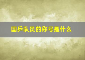 国乒队员的称号是什么