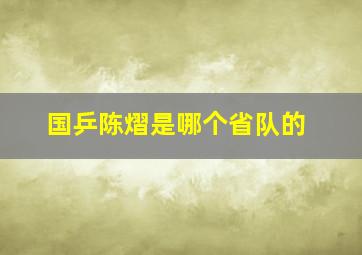 国乒陈熠是哪个省队的