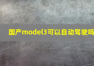 国产model3可以自动驾驶吗