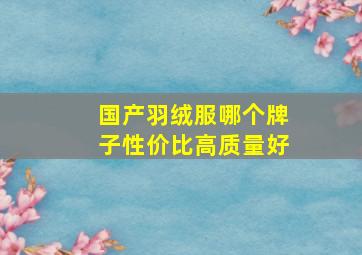 国产羽绒服哪个牌子性价比高质量好