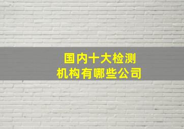 国内十大检测机构有哪些公司