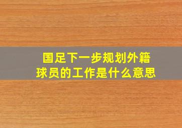 国足下一步规划外籍球员的工作是什么意思