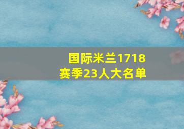 国际米兰1718赛季23人大名单