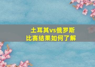 土耳其vs俄罗斯比赛结果如何了解