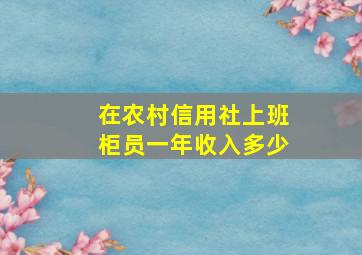 在农村信用社上班柜员一年收入多少