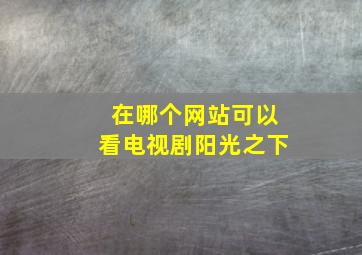 在哪个网站可以看电视剧阳光之下