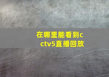 在哪里能看到cctv5直播回放