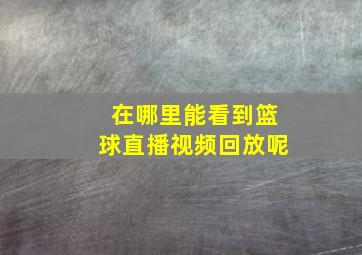 在哪里能看到篮球直播视频回放呢