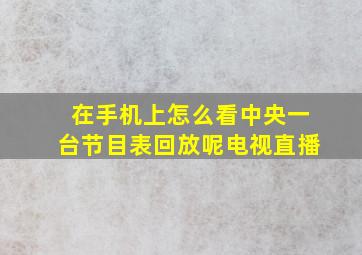 在手机上怎么看中央一台节目表回放呢电视直播