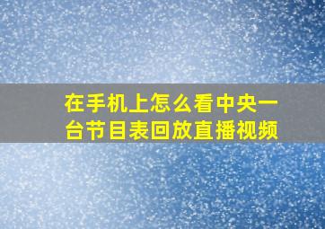 在手机上怎么看中央一台节目表回放直播视频