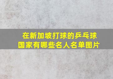 在新加坡打球的乒乓球国家有哪些名人名单图片