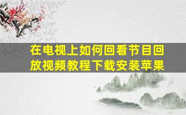 在电视上如何回看节目回放视频教程下载安装苹果