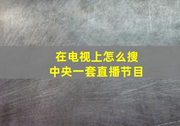 在电视上怎么搜中央一套直播节目