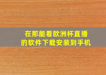 在那能看欧洲杯直播的软件下载安装到手机