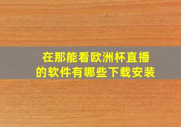 在那能看欧洲杯直播的软件有哪些下载安装