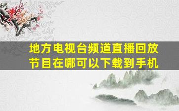 地方电视台频道直播回放节目在哪可以下载到手机