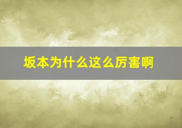 坂本为什么这么厉害啊