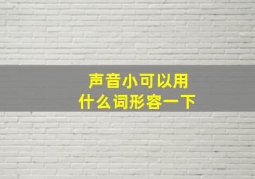 声音小可以用什么词形容一下