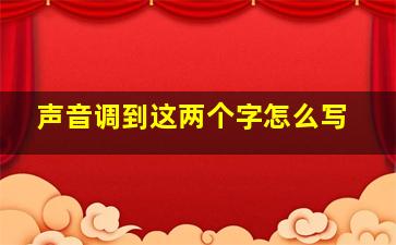 声音调到这两个字怎么写