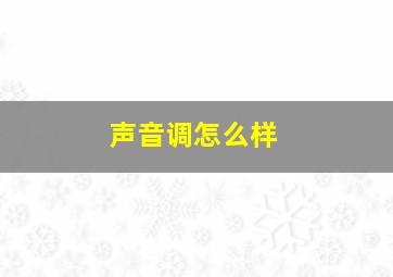 声音调怎么样