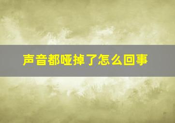 声音都哑掉了怎么回事