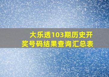 大乐透103期历史开奖号码结果查询汇总表