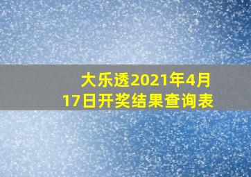 大乐透2021年4月17日开奖结果查询表