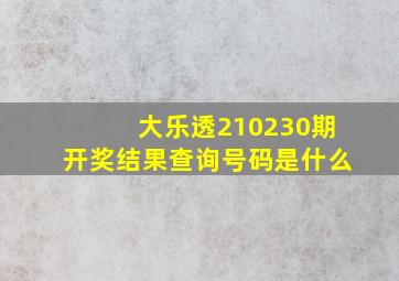 大乐透210230期开奖结果查询号码是什么