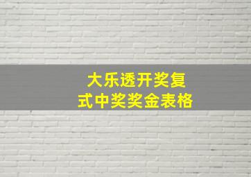 大乐透开奖复式中奖奖金表格