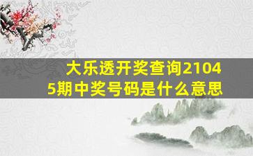 大乐透开奖查询21045期中奖号码是什么意思