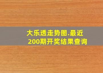 大乐透走势图.最近200期开奖结果查询