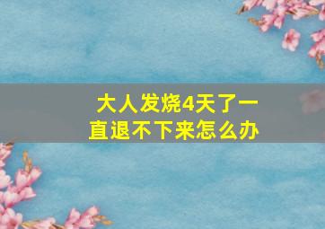 大人发烧4天了一直退不下来怎么办