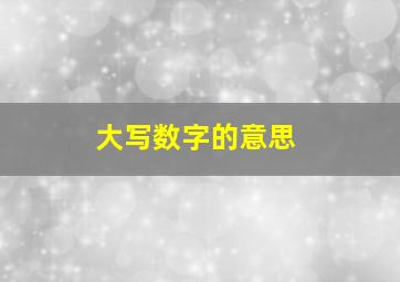 大写数字的意思