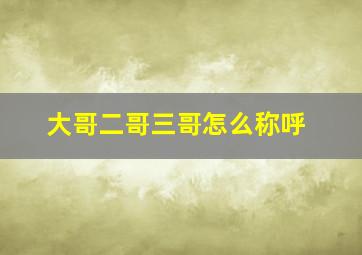 大哥二哥三哥怎么称呼